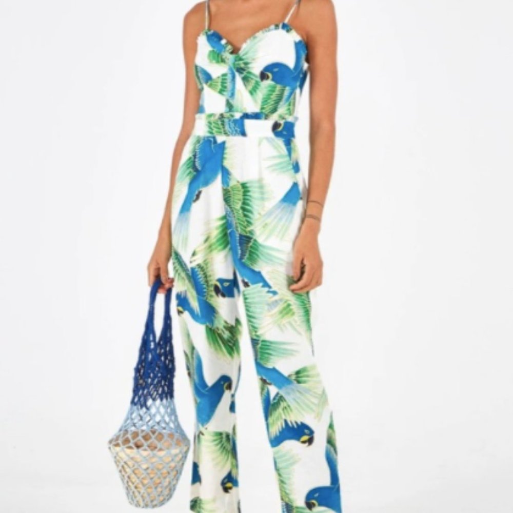 NWT Farm Rio Araras Azuis Tropical Jumpsuit L